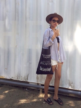 「hat」｜「アイテム（サンダル）」を使った、Piさん（レディース・165cm）の夏コーディネート