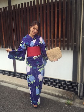 「アイテム（水着/着物・浴衣、ブルー系）」を使った、Piさん（レディース・165cm）の夏コーディネート