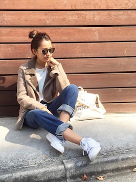 「TODAYFUL（トゥデイフル）のアイテム（トートバッグ）」を使った、Piさん（レディース・165cm）の秋コーディネート