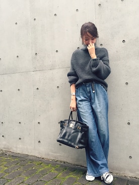 「HERMES（エルメス）のアイテム（バッグ）」を使った、Piさん（レディース・165cm）の秋コーディネート
