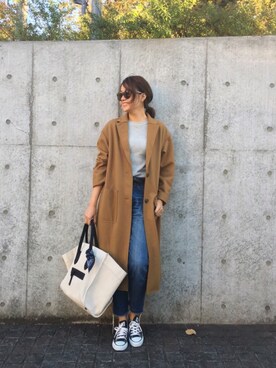 「TODAYFUL（トゥデイフル）のアイテム（チェスターコート）」を使った、Piさん（レディース・165cm）の冬コーディネート