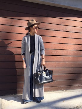 「ロングカーディガン」｜Piさん（レディース・165cm）の冬コーディネート