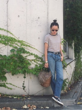 「TODAYFUL（トゥデイフル）のアイテム（かごバッグ）」を使った、Piさん（レディース・165cm）の秋コーディネート