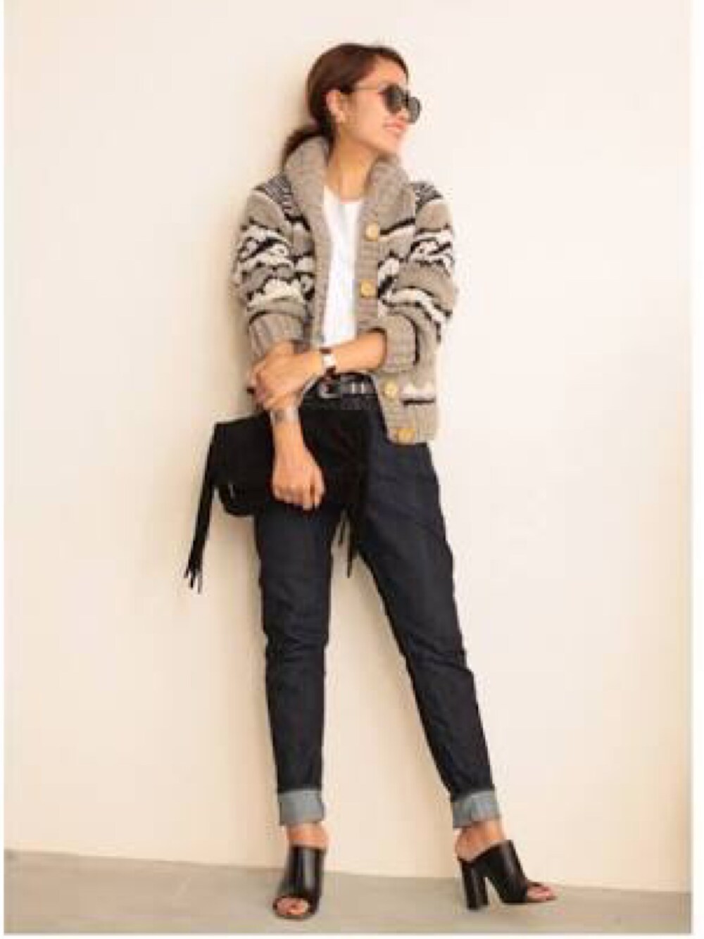 「ootd、outfit、casual、カウチン、TODAYFUL」｜「TODAYFULのカウチンニット（その他アウター、グレー系）」を使った、Piさん（レディース・165cm）の秋コーディネートの1枚目の写真