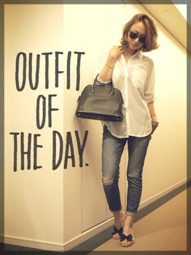 「REBECCA MINKOFF（レベッカミンコフ）のアイテム（デニムパンツ、ブルー系）」を使った、吉川まあこさん（レディース・166cm）の夏コーディネート