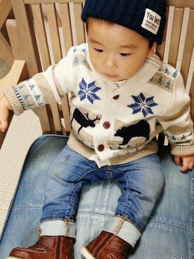 「カウチン」｜kai☆naluさん（キッズ・80cm）の秋コーディネート