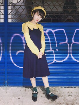 「yellow」｜劉桂彣さん（レディース・160cm）の冬コーディネート