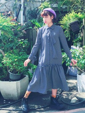 「planet（planet）のアイテム（ワンピース/ドレス）」を使った、劉桂彣さん（レディース・160cm）の春コーディネート