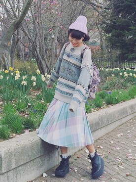「travel」｜「アイテム（ブーツ）」を使った、劉桂彣さん（レディース・160cm）の春コーディネート