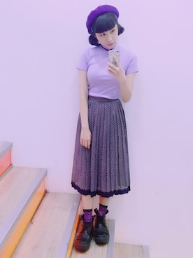 「planet（planet）のアイテム（トップス）」を使った、劉桂彣さん（レディース・160cm）の春コーディネート