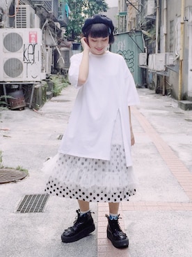 「planet（planet）のアイテム（トップス）」を使った、劉桂彣さん（レディース・160cm）の春コーディネート