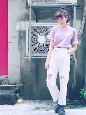 「planet（planet）のアイテム（トップス）」を使った、劉桂彣さん（レディース・160cm）の夏コーディネート