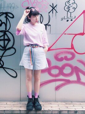 「planet（planet）のアイテム（パンツ）」を使った、劉桂彣さん（レディース・160cm）の夏コーディネート