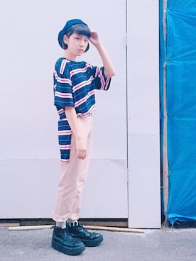 「planet（planet）のアイテム（パンツ）」を使った、劉桂彣さん（レディース・160cm）の秋コーディネート