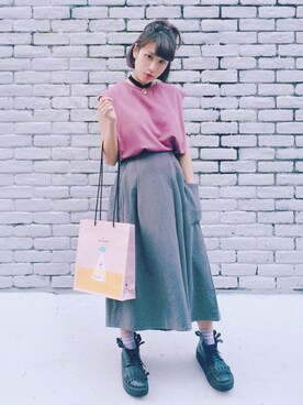 「planet（planet）のアイテム（パンツ）」を使った、劉桂彣さん（レディース・160cm）の秋コーディネート