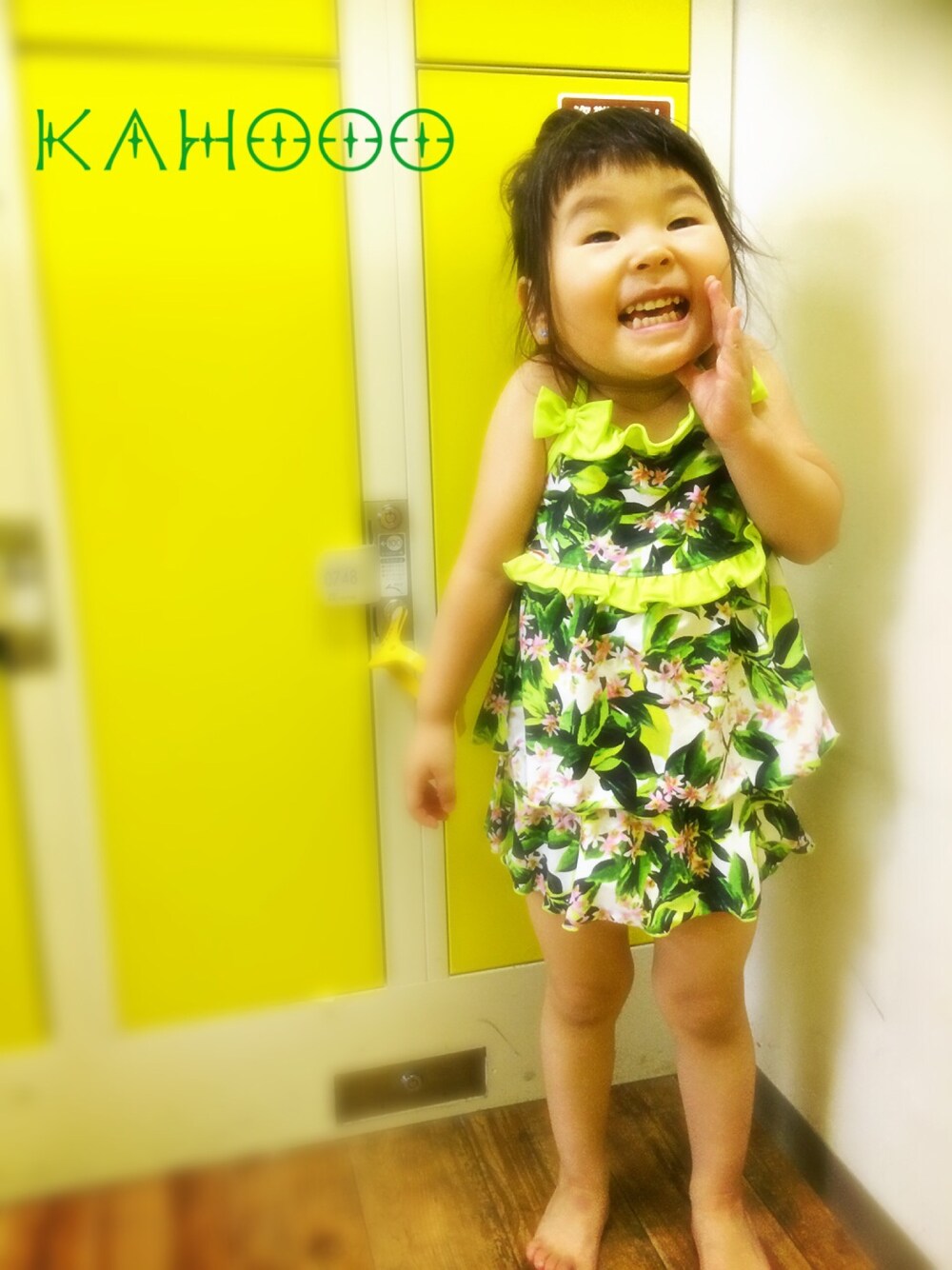 「水着、プール」｜「JENNIのアイテム（水着、グリーン系）」を使った、kahoooさん（キッズ・90cm）の夏コーディネートの1枚目の写真