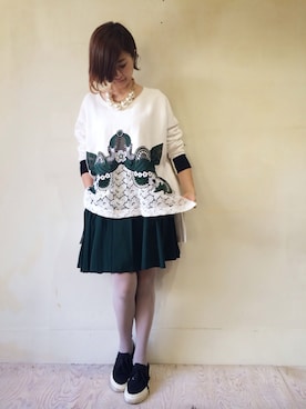 「mame（マメ）のアイテム（スウェット）」を使った、うえすぎ ともえさん（レディース・158cm）の秋コーディネート