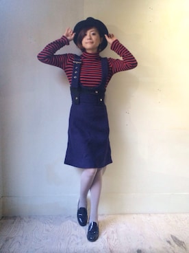 「Chloe（クロエ）のアイテム（オールインワン・サロペット）」を使った、うえすぎ ともえさん（レディース・158cm）の秋コーディネート