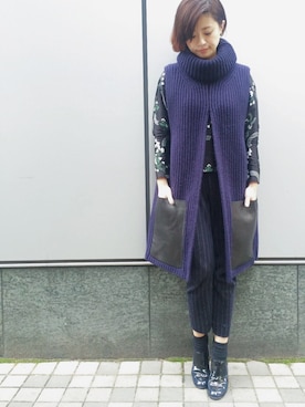 「mame（マメ）のアイテム（その他トップス）」を使った、うえすぎ ともえさん（レディース・158cm）の冬コーディネート