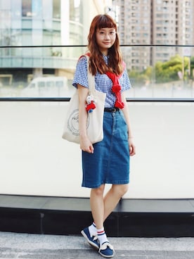 「w closet」｜「アイテム（モカシン/デッキシューズ）」を使った、Fuukaさん（レディース・165cm）の秋コーディネート
