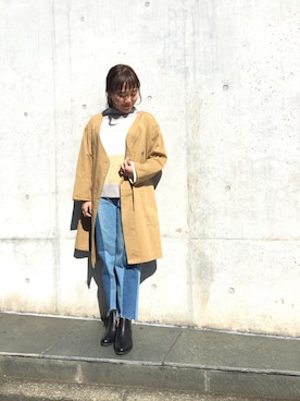 「リメイクデニム」｜「アイテム（その他アウター）」を使った、mikako zennoさん（レディース・149cm）の春コーディネート