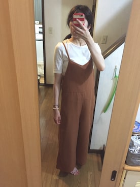 「Discoat Parisien（ディスコートパリシアン）のアイテム（サロペット/オーバーオール）」を使った、asaMi◡̈⃝⋆*さん（レディース・162cm）の夏コーディネート