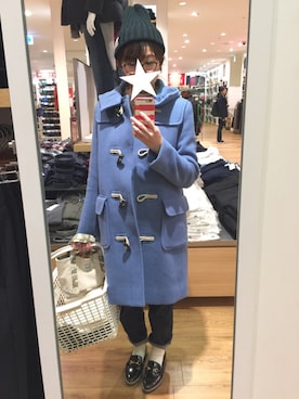 「メガネ女子」｜「アイテム（ダッフルコート）」を使った、asaMi◡̈⃝⋆*さん（レディース・162cm）の秋コーディネート