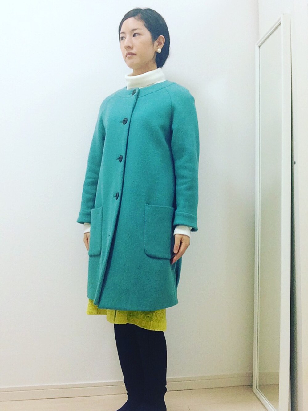 サリースコット sally scott ノーカラーコート ショートコート