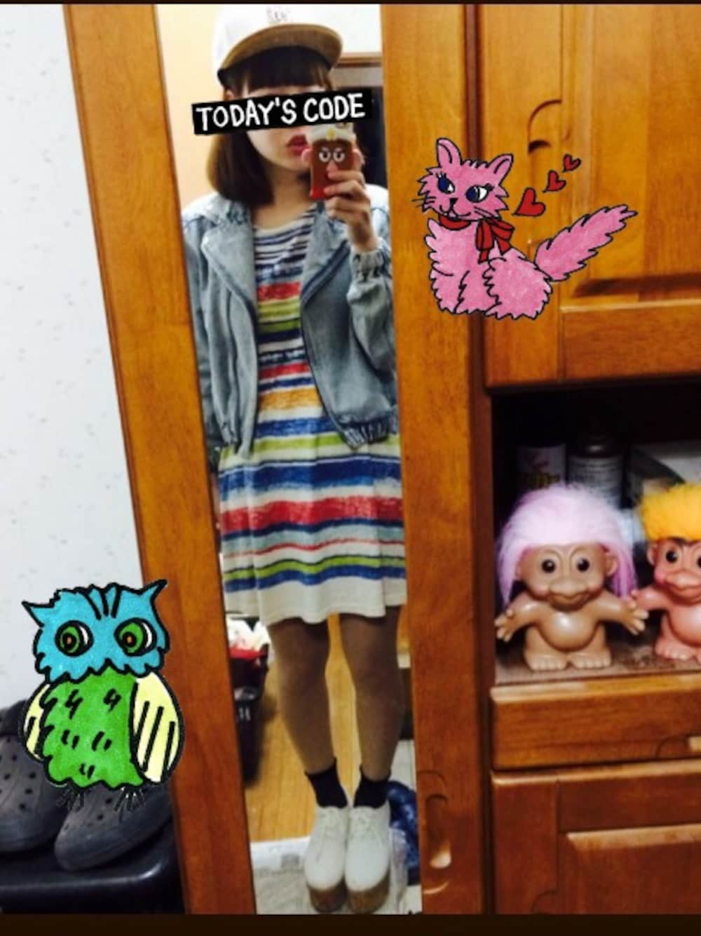 「＃ワンピース、#  summer、#ピンクリップ」｜「アイテム（ワンピース、ブルー系）」を使った、miさん（レディース・163cm）の春コーディネートの1枚目の写真