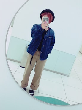 「ノーカラー」｜「アイテム（ハンチング/ベレー帽）」を使った、105さん（レディース・153cm）の秋コーディネート