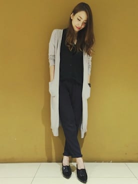 「ロングカーディガン」｜LeTalon立川店スタッフさん（レディース・160cm）の秋コーディネート