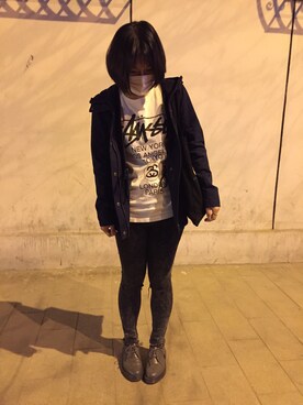 「アイテム（その他シューズ、グレー系）」を使った、akira葉さん（レディース・160cm）の春コーディネート