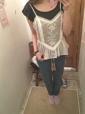 「christian dior」｜「アイテム（デニムパンツ）」を使った、R E I N A 🍬さん（レディース・166cm）の夏コーディネート