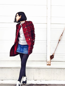 「アイテム（ノーカラージャケット）」を使った、Mitsukoさん（レディース・156cm・30代）の冬コーディネート