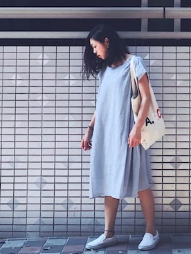 「アイテム（スリッポン）」を使った、Mitsukoさん（レディース・156cm・30代）の夏コーディネート