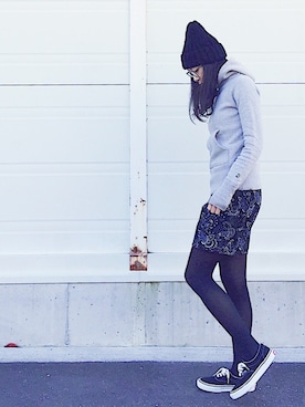 「アイテム（レッグウォーマー、ブラック系）」を使った、Mitsukoさん（レディース・156cm）の秋コーディネート