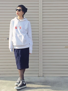 「SEVENDAYS=SUNDAY（セブンデイズサンデイ）のアイテム（ニットキャップ/ビーニー）」を使った、Mitsukoさん（レディース・156cm）の秋コーディネート
