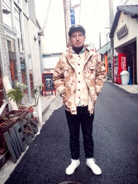 「BLACK&BLUE（ブラックアンドブルー）のアイテム（キャップ）」を使った、Issei Miyamotoさん（メンズ・178cm）の冬コーディネート