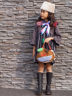 「BOOFOOWOO」｜「アイテム（ワンピース/ドレス）」を使った、RiaRuaさん（キッズ・123cm）の秋コーディネート