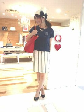 「Q（キュー）のアイテム（ニットキャップ/ビーニー）」を使った、Miyaさん（レディース・162cm）の夏コーディネート