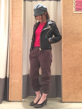 「ライタースジャケット」｜「アイテム（キャスケット）」を使った、Miyaさん（レディース・162cm）の秋コーディネート