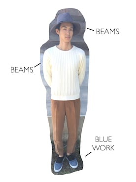 「BLUE WORK（ブルーワーク）のアイテム（シューズ）」を使った、mikaさん（レディース・171cm）の秋コーディネート
