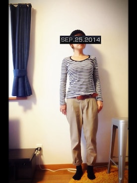 「coca（ANDEX shoes product）（コカ）のアイテム（Tシャツ/カットソー）」を使った、Yosucさん（レディース・159cm）の秋コーディネート