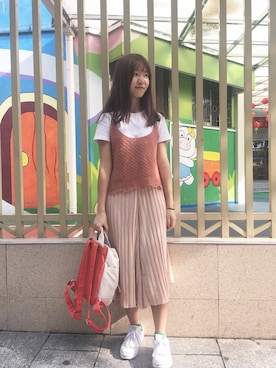 「アイテム（その他トップス、ブラウン系）」を使った、のの子さん（レディース・154cm）の秋コーディネート