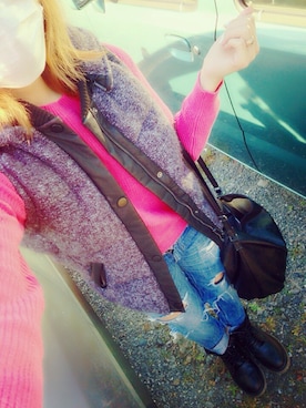 「ピンクニット」｜chinachummさん（レディース・152cm）の冬コーディネート