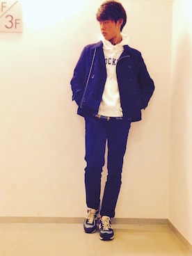 「アイテム（ピーコート）」を使った、sato daichiさん（メンズ・182cm・10代）の秋コーディネート