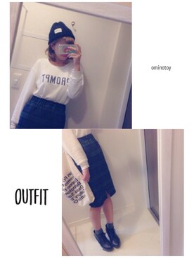 「nice claup」｜「アイテム（ニットキャップ/ビーニー）」を使った、ominotoyさん（レディース・155cm）の秋コーディネート