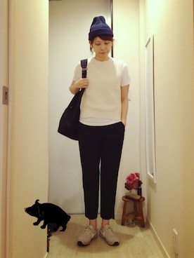 「パールアクセ」｜「アイテム（ニットキャップ/ビーニー）」を使った、kobu☻さん（レディース・169cm）の春コーディネート