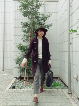 「レースアップシューズ」｜「アイテム（ダッフルコート）」を使った、kobu☻さん（レディース・169cm）の秋コーディネート