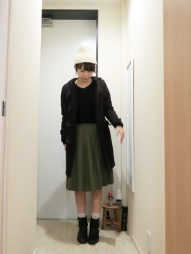 「ひざ丈スカート」｜「アイテム（その他）」を使った、kobu☻さん（レディース・169cm）の冬コーディネート